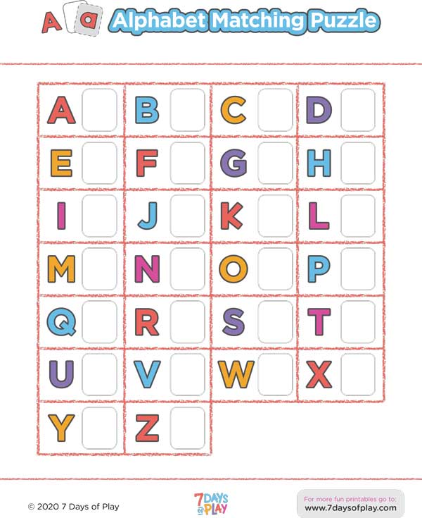 alphabet matching puzzle 7 days of play