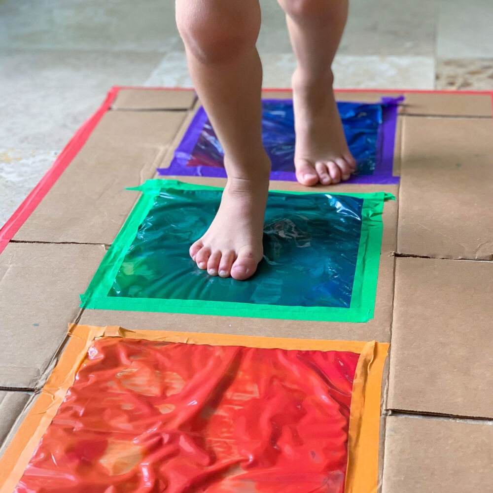 color mixing activity for kids sensory path
