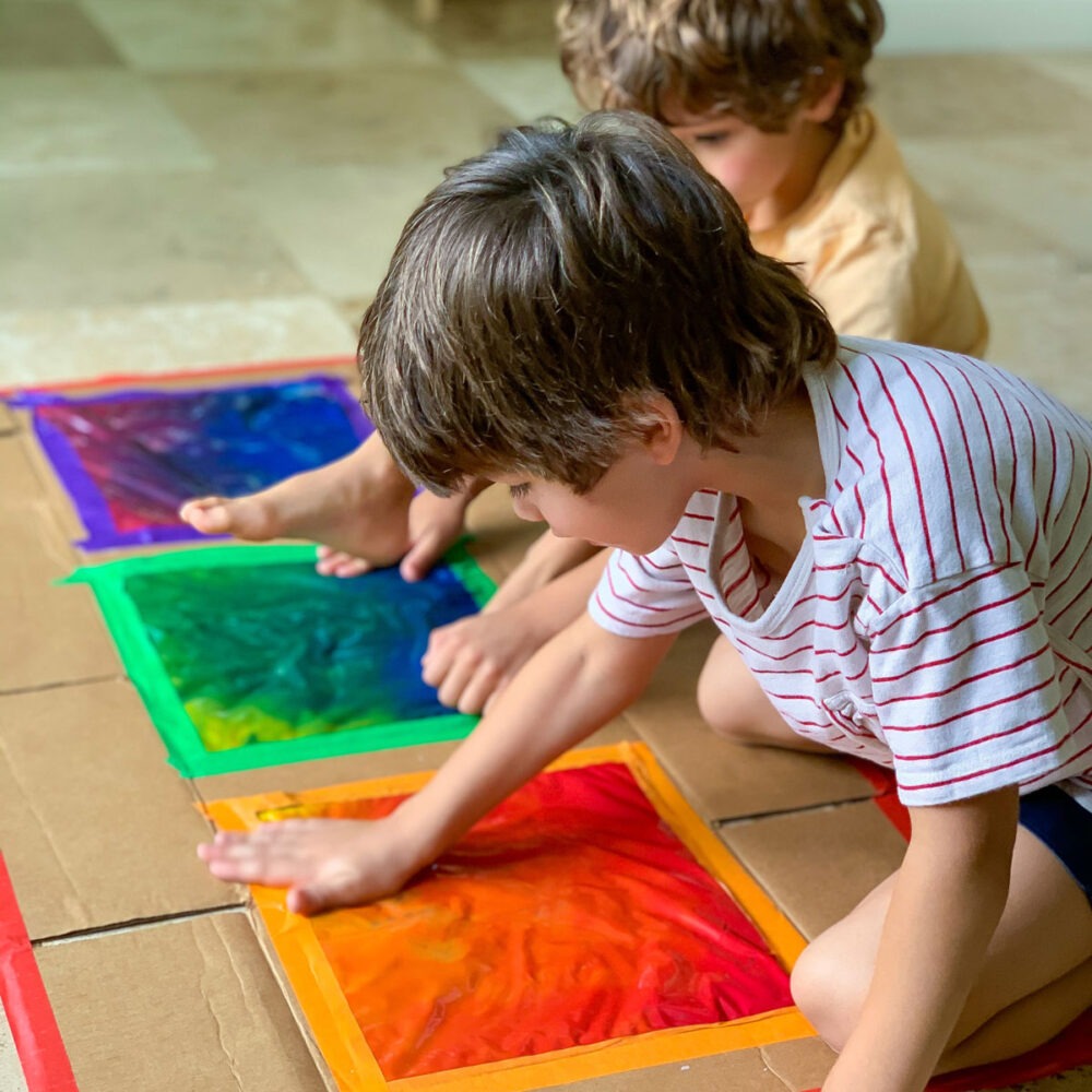 color mixing activity for toddlers sensory path