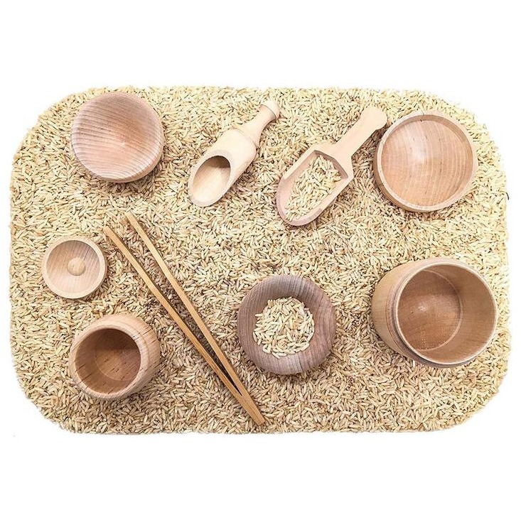 wooden sensory bin tools that are great for fine motor skills through play