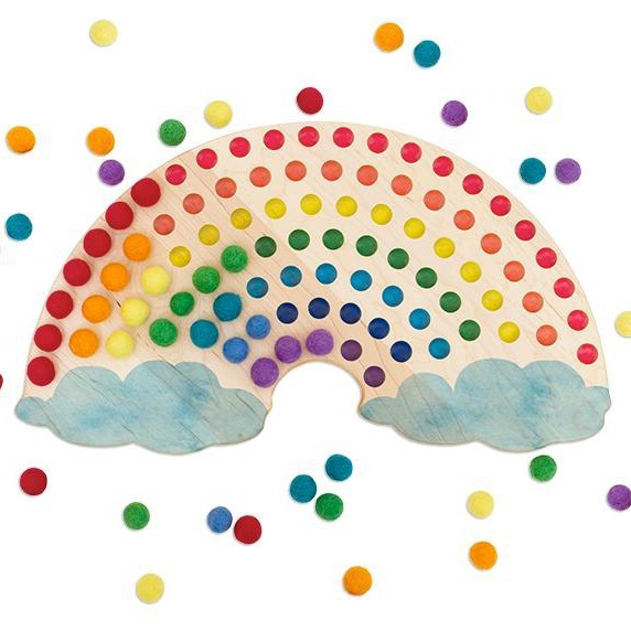 wooden rainbow color sorting toy