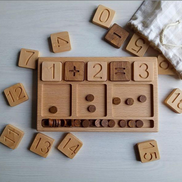 pre k math learning addition game wooden