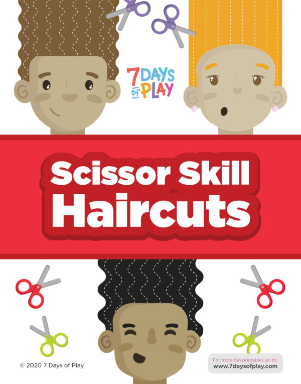 scissor skill printable fun haircut worksheet for preschoolers and toddlers learning how to cut and strengthen fine motor skills haircuts