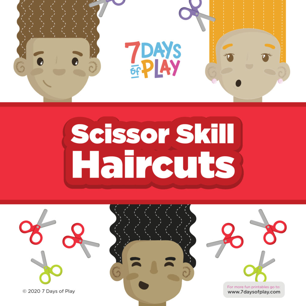 scissor skill printable fun haircut worksheet for preschoolers and toddlers learning how to cut and strengthen fine motor skills