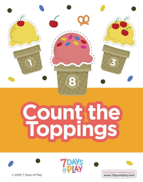 Count the Ice Cream Toppings - Printable