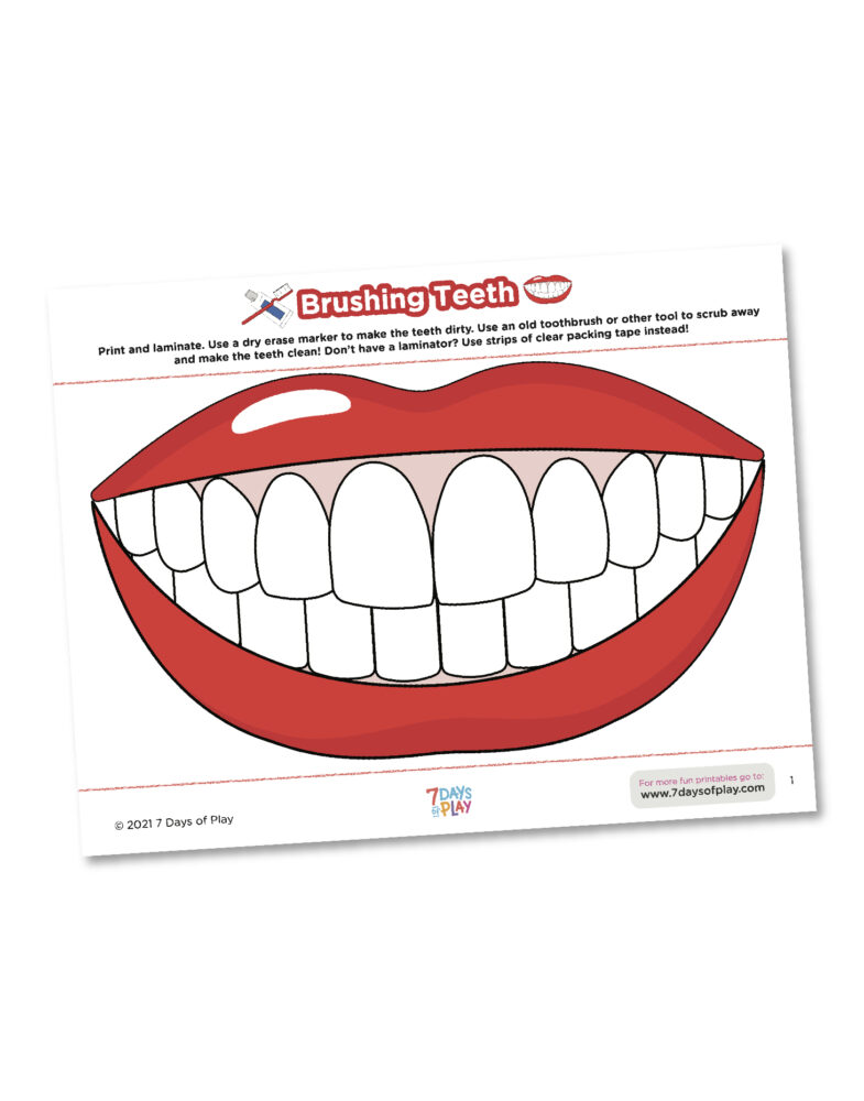Brush The Teeth Printable For Kids 7 Days Of Play