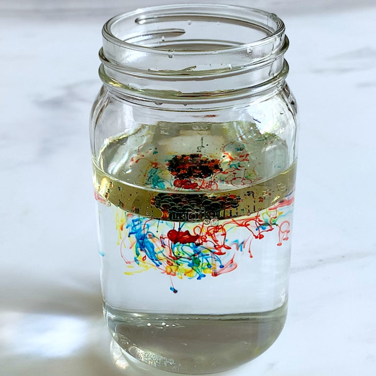 Fireworks in a jar food colouring experiment for kids Fireworks in a jar food colouring experiment for kids