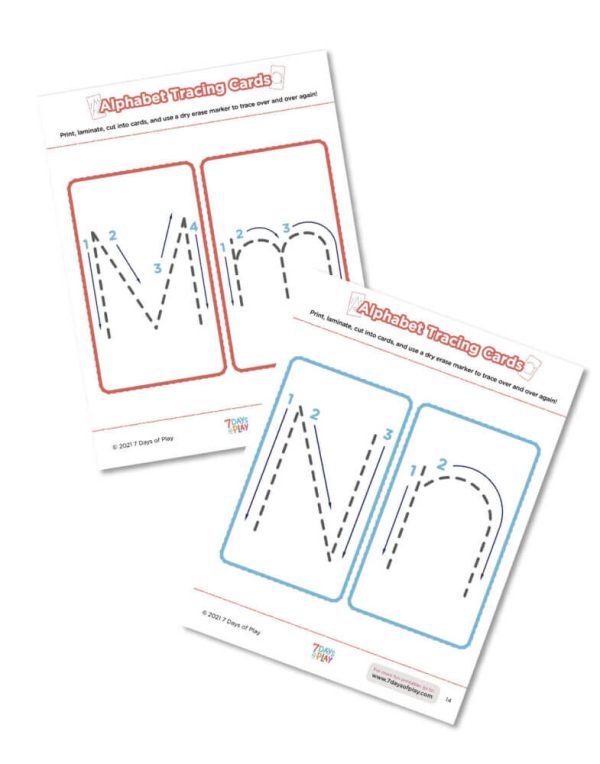 alphabet tracing cards printable