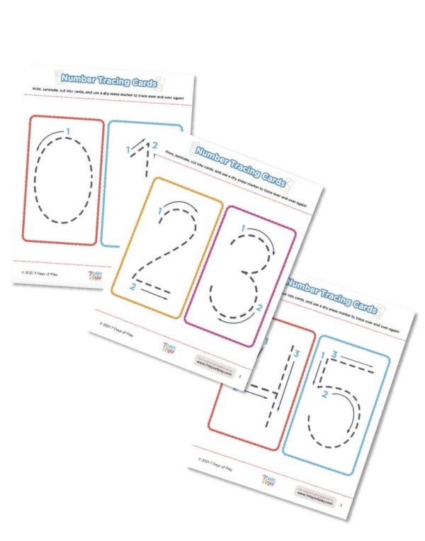 number tracing cards printable downloadable worksheets
