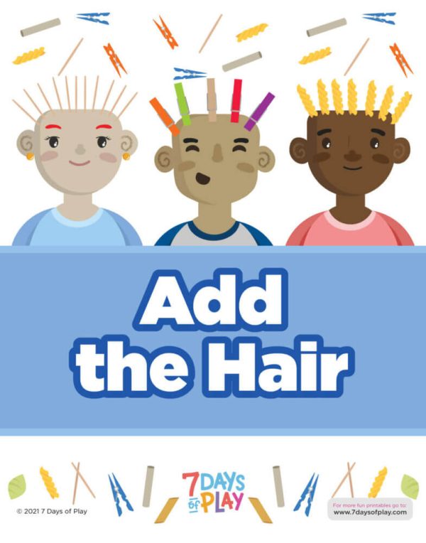 free printable math activity for preschool add the hair