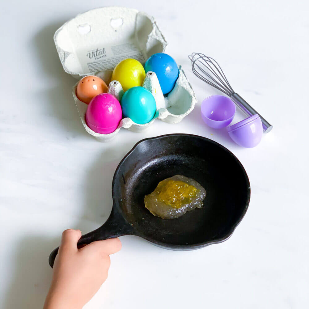 egg slime sensory play taste safe slime