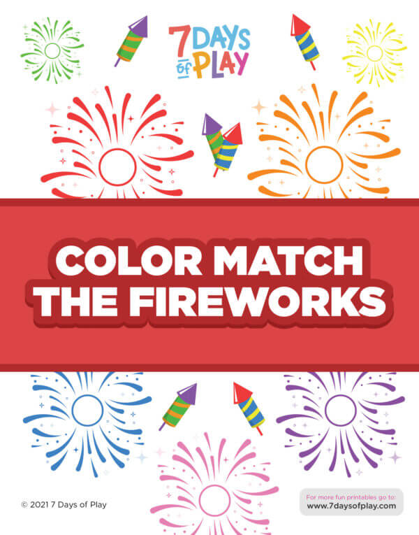 printable color matching worksheet fireworks