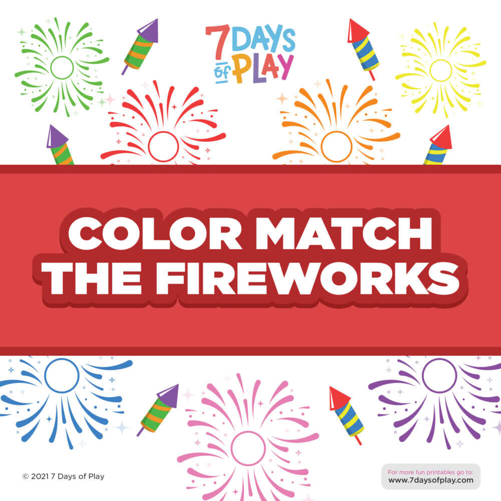 printable color matching worksheet fireworks