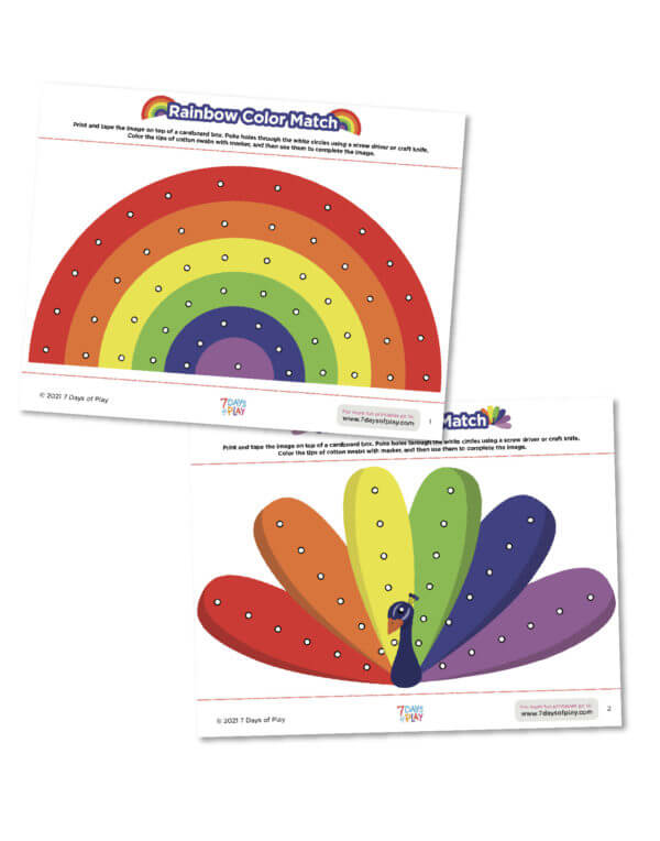 rainbow color match printable puzzle