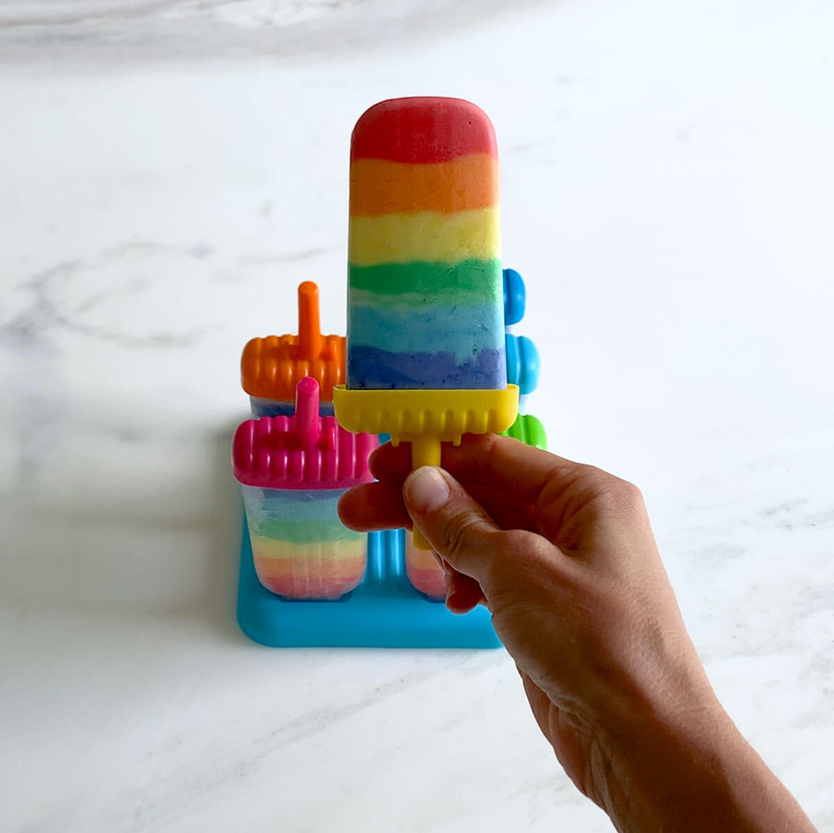 colorful popsicles rainbow layers frozen yogurt snack for kids