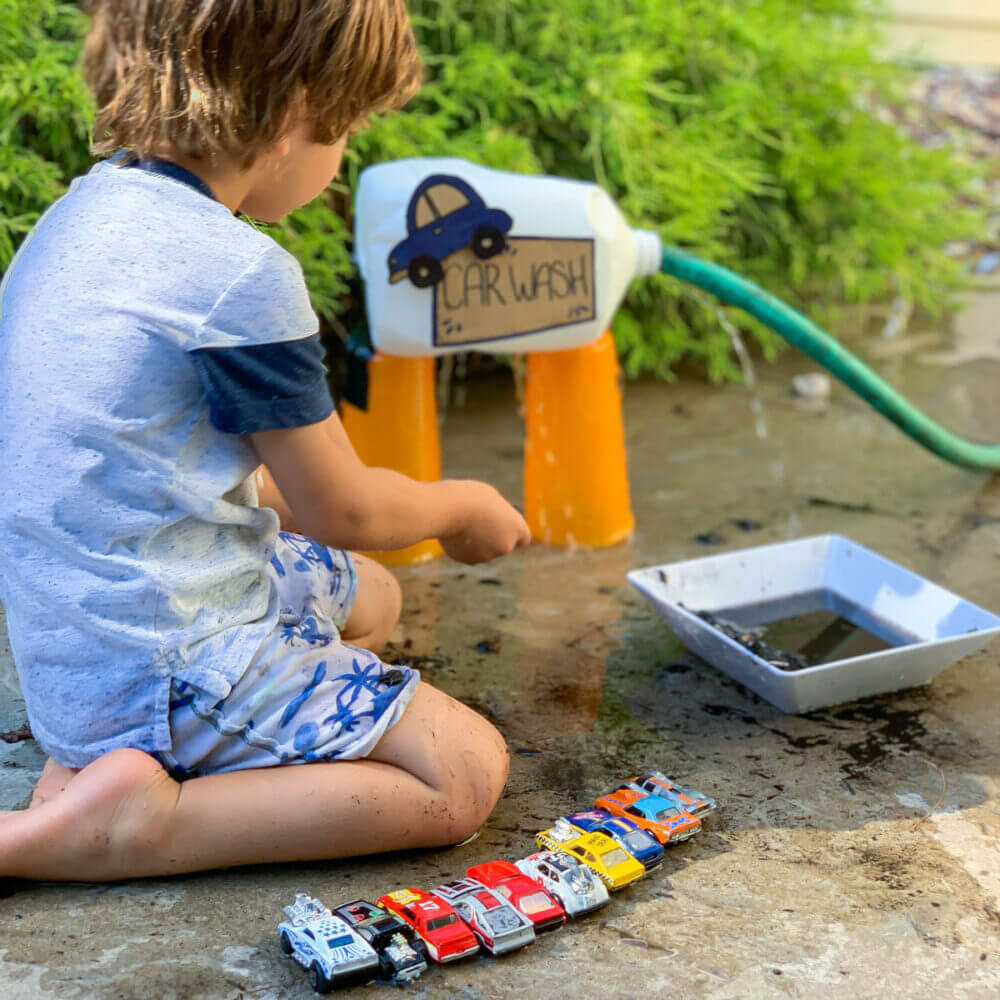water activity for kids diy milk jug car wash station