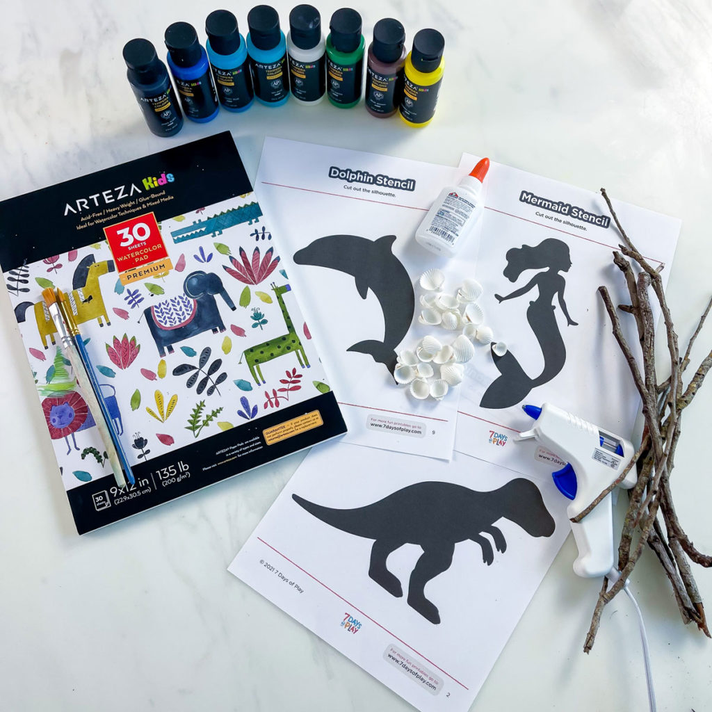 Stencil Art for Kids - Beautiful Process and Texture - 7 Days of Play