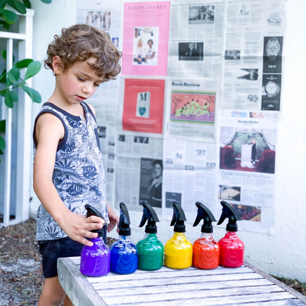 spray bottle painting for kids fine motor skills
