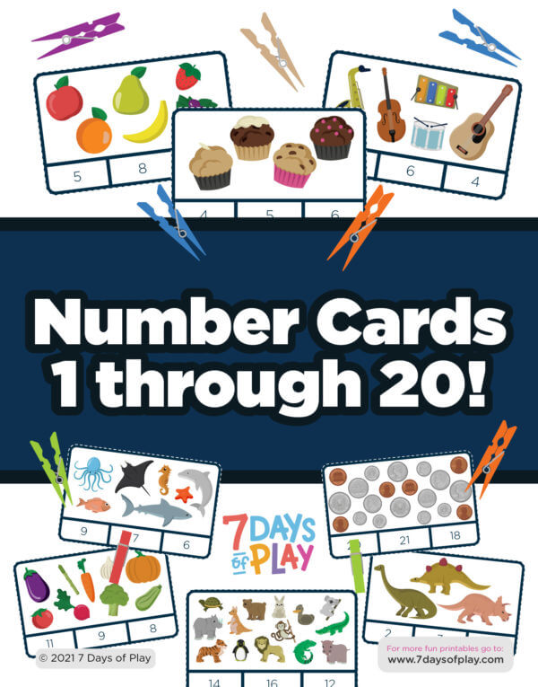 printable number cards 1-20 pegs clothespins early math