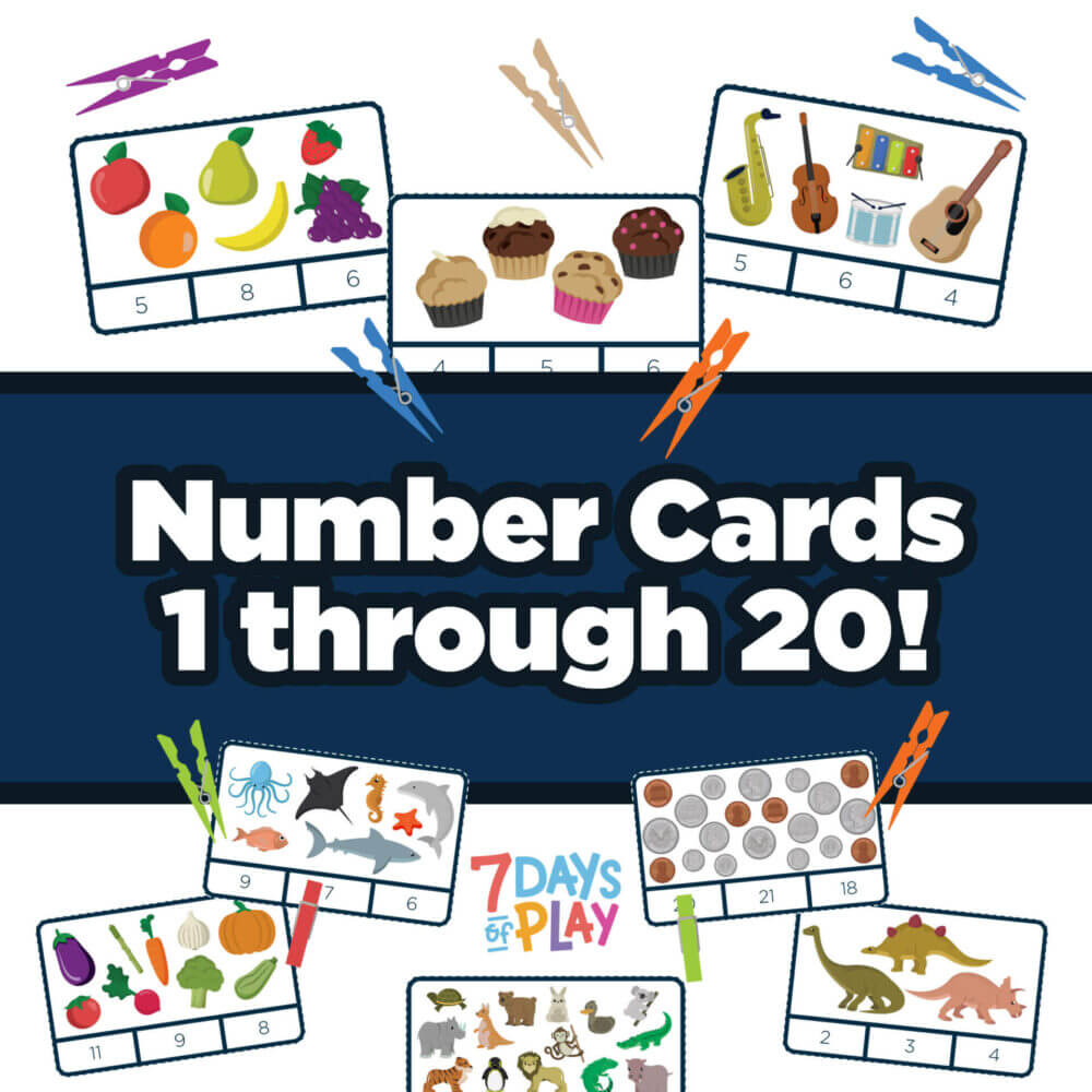 printable number cards 1-20 pegs clothespins early math