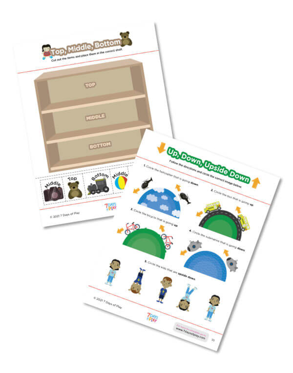 positional and directional words preschool worksheets printables