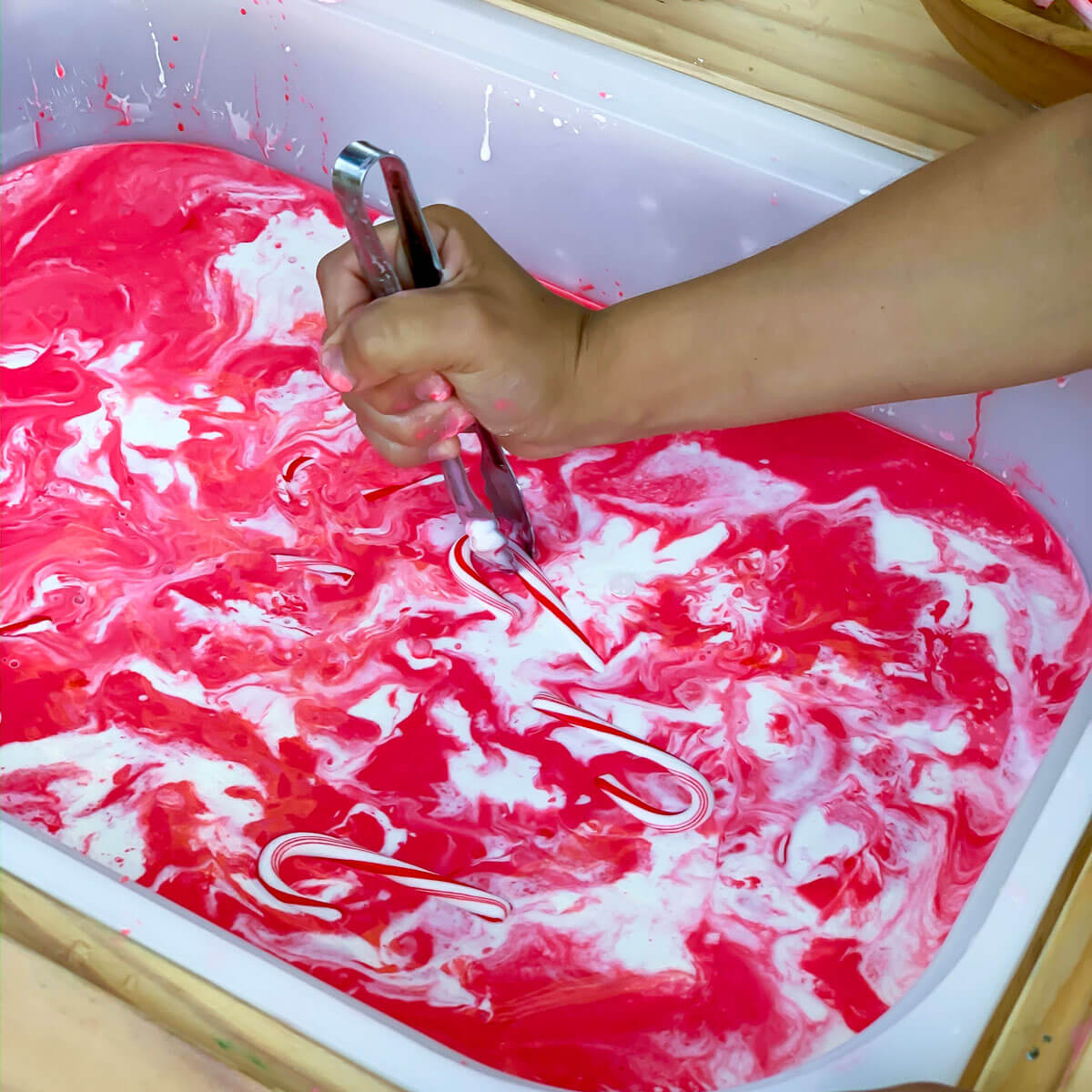christmas sensory activity candy can oobleck