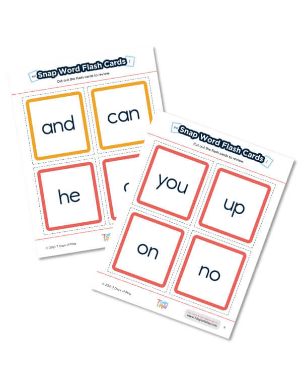snap words sight words flash cards free printable