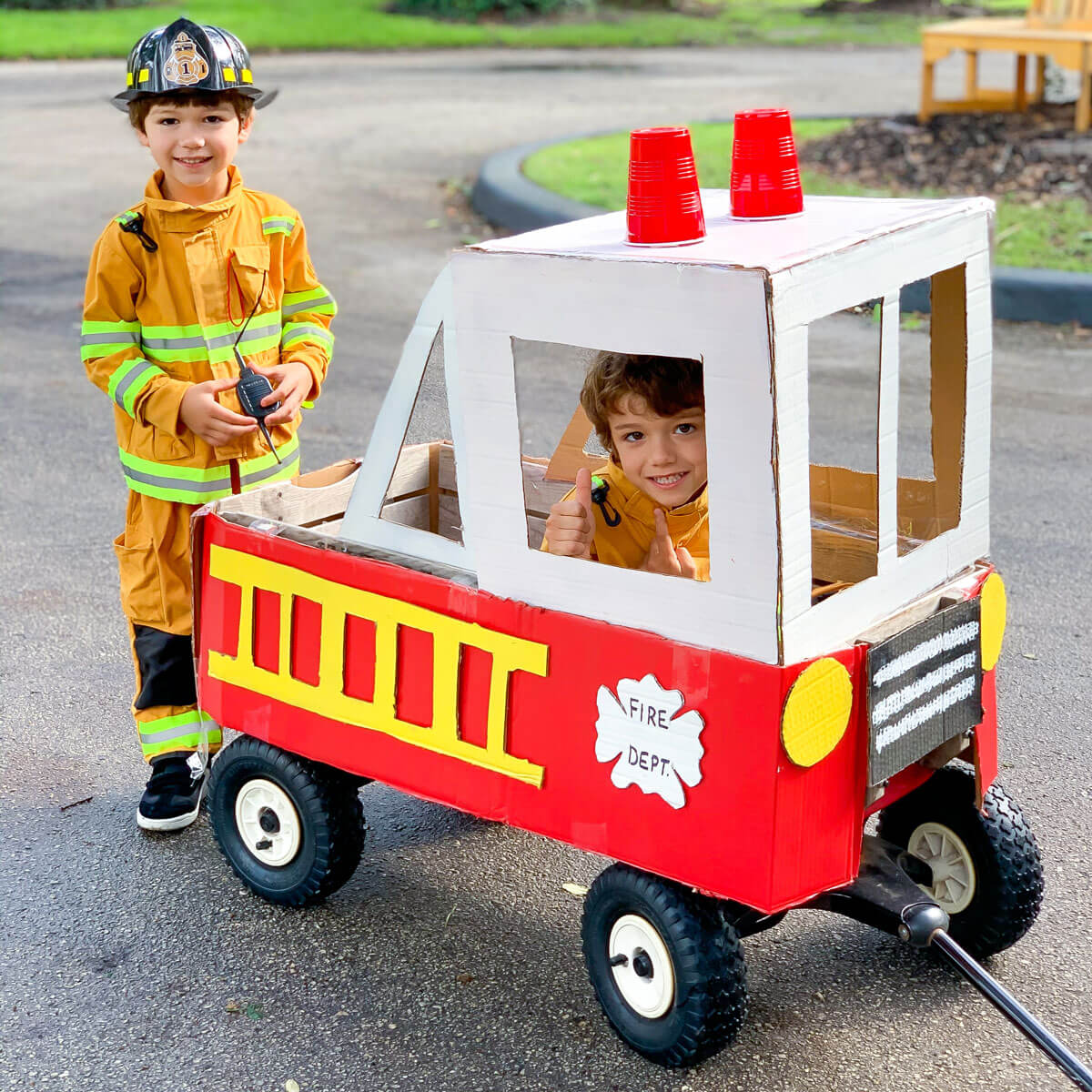 diy firefighter fireman firewoman firetruck costume parade float
