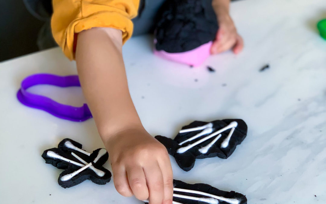 Q-Tip Skeleton Craft with Easy Play Dough Recipe