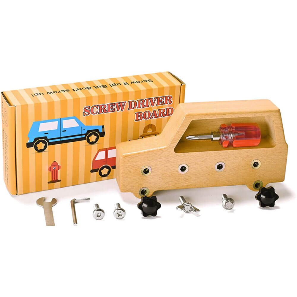 practical life skill construction toy screw driver board