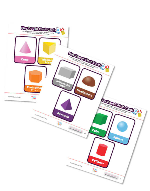 3D shape learning printable worksheets early math