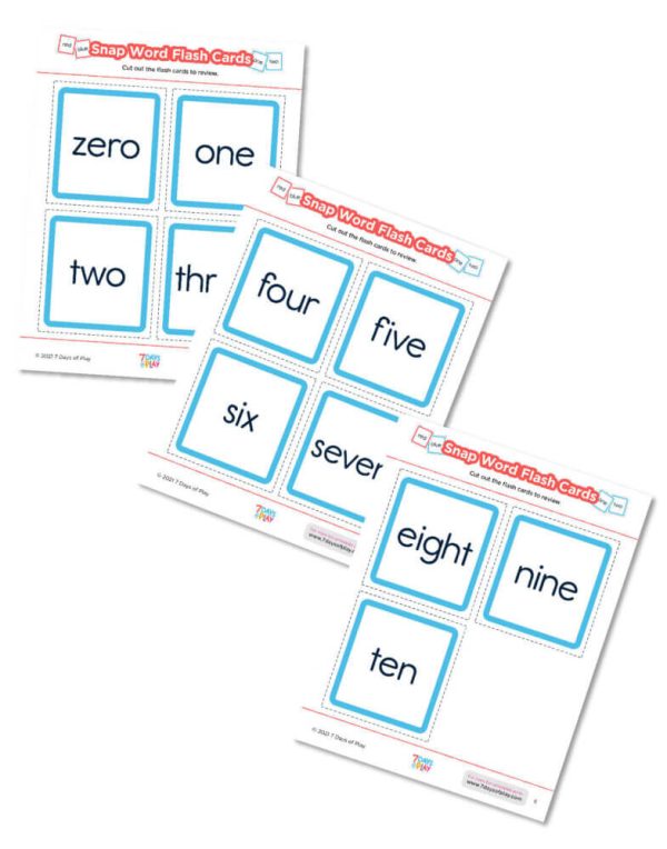 snap words sight words printable flash cards set 4 numbers colors