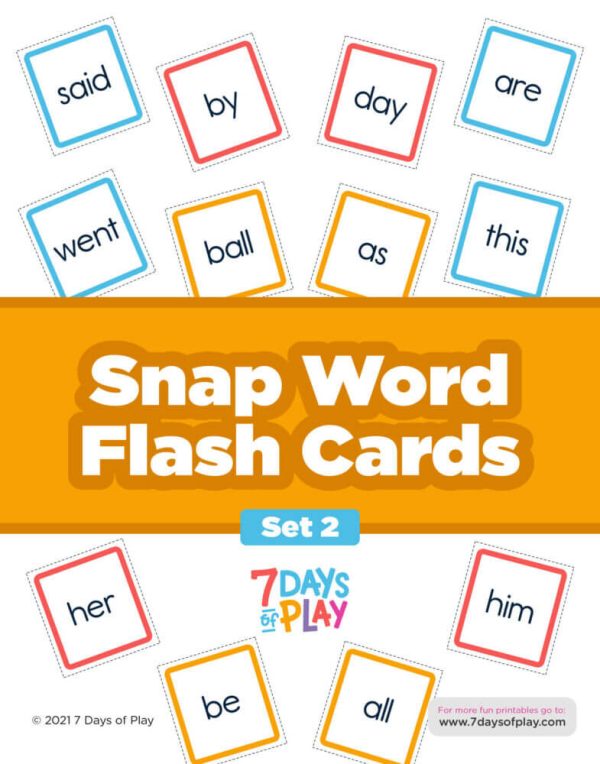 snap words sight words printable flash cards set 2