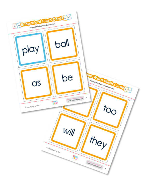 snap words sight words printable flash cards set 2