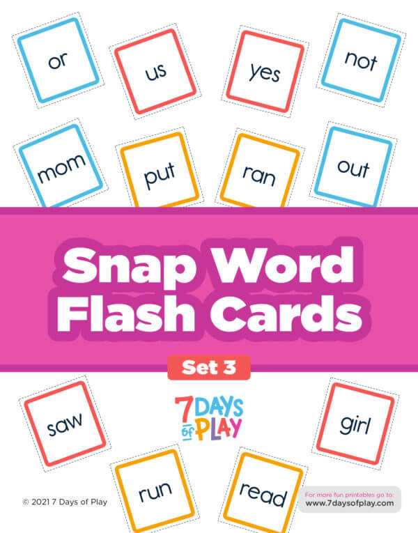 snap words sight words printable flash cards set 3