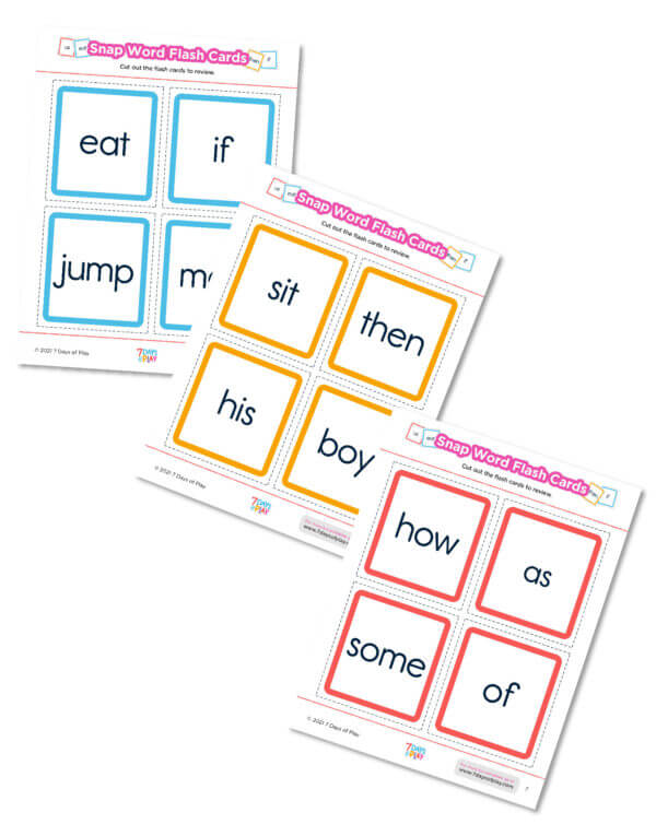 snap words sight words printable flash cards set 3