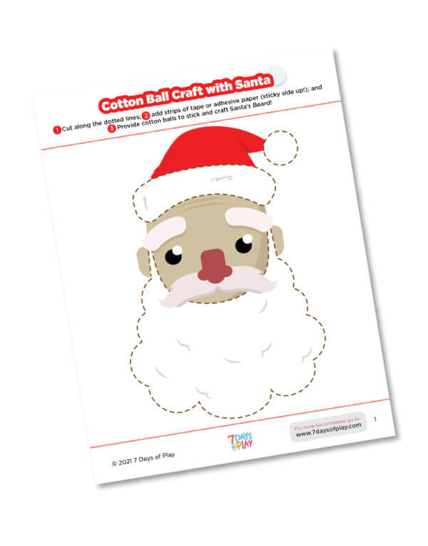 holiday craft cotton balls snowman santa free printable worksheet kids toddlers holiday