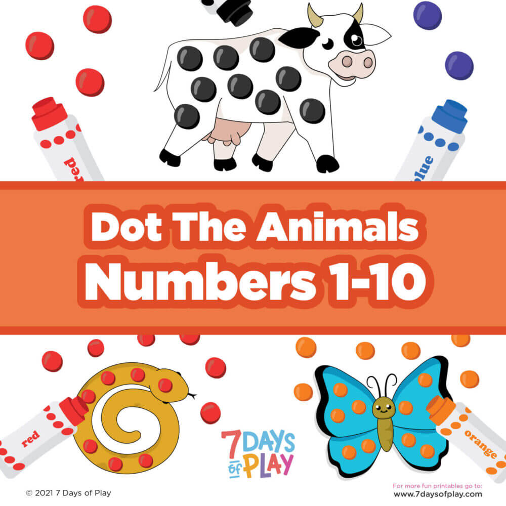dot the animals printable activity learn counting 1 to 10
