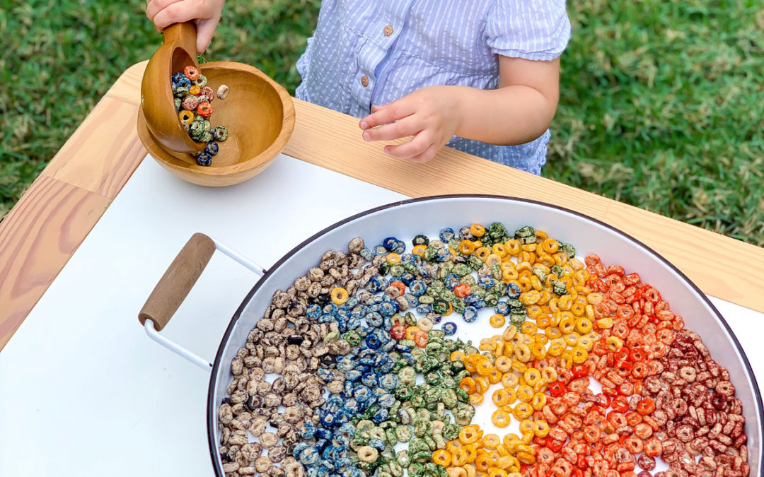 Activity for Toddlers – Colorful Taste Safe Sensory Play With Cereal