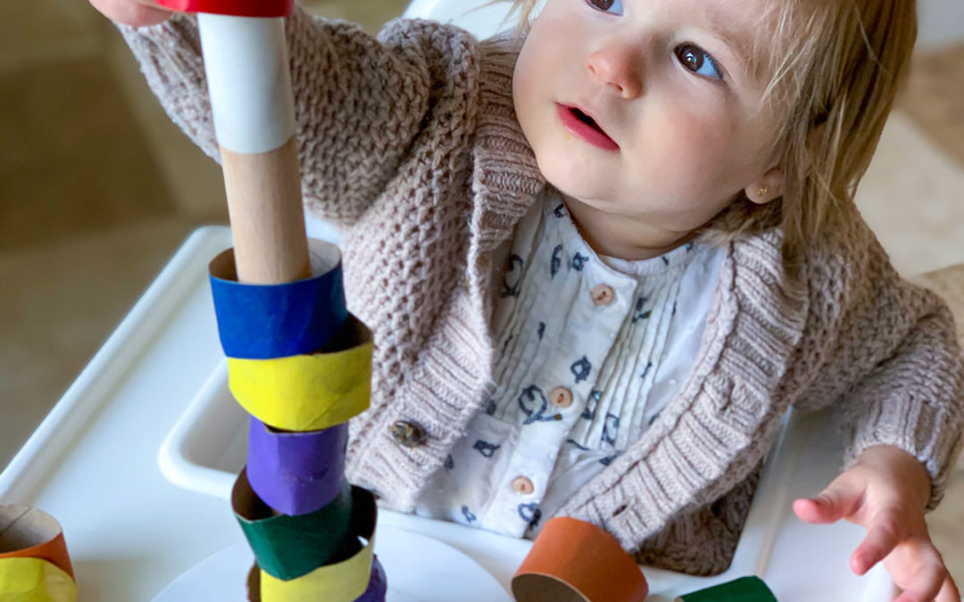 Toddler Fun – Cut Paper Tubes to Strengthen Hand Eye Coordination