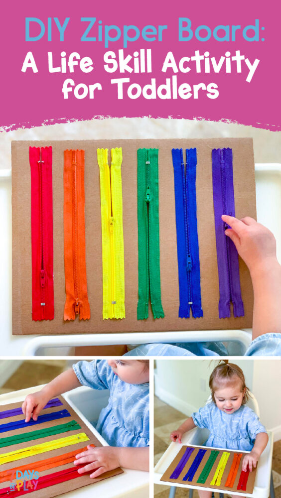 Life Skill Activity for Toddlers DIY Zipper Board 7 Days of Play