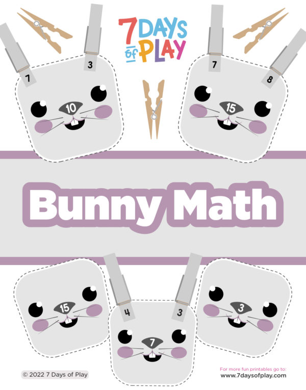 This free printable is a fun, hands on way to do math problems! Use clothing pins as bunny ears to solve the equations whether addition, subtraction, multiplication or division!