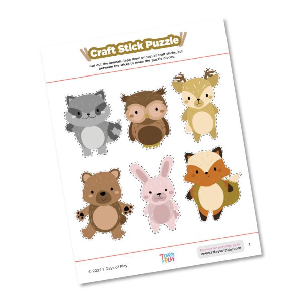 Make your own wooden puzzles using craft sticks with these free printable pictures of woodland animals!
