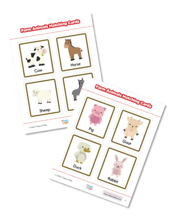 These Montessori-inspired matching cards include 16 farm animal pictures. Cut them out and use your own figurines to match and name! It's a great way to develop speech and vocabulary.