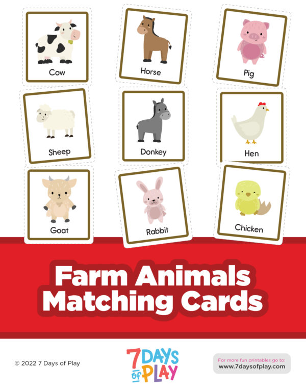 These Montessori-inspired matching cards include 16 farm animal pictures. Cut them out and use your own figurines to match and name! It's a great way to develop speech and vocabulary.