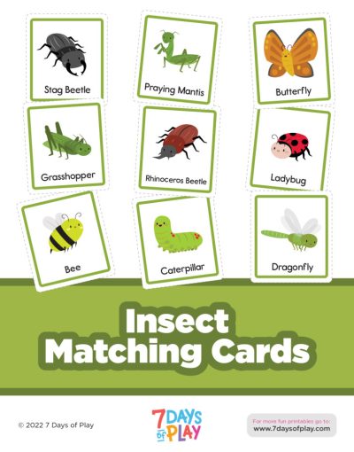 These Montessori-inspired matching cards include 16 insect pictures. Cut them out and use your own figurines to match and name! It's a great way to develop speech and vocabulary.