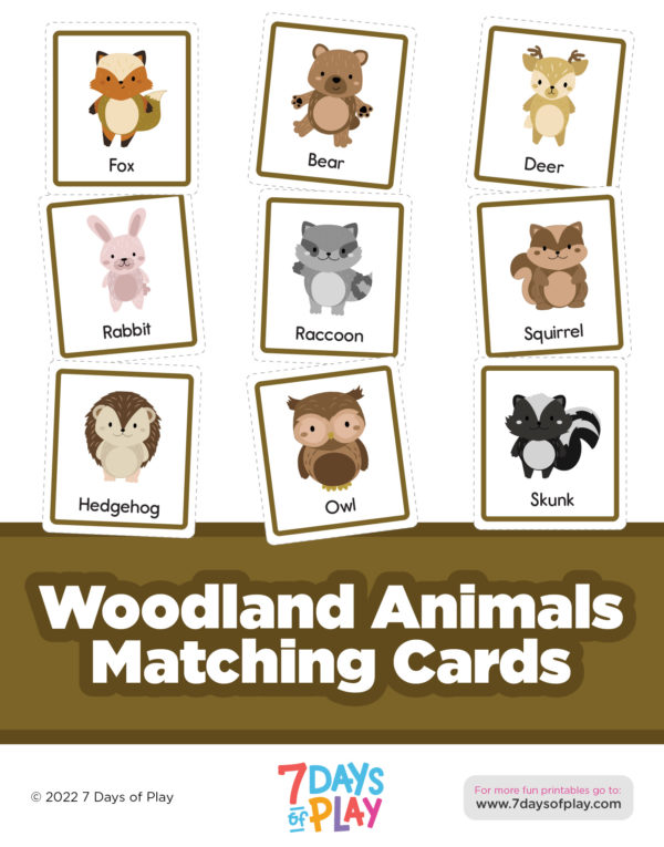 These Montessori-inspired matching cards include 20 woodland animal pictures. Cut them out and use your own figurines to match and name! It's a great way to develop speech and vocabulary.