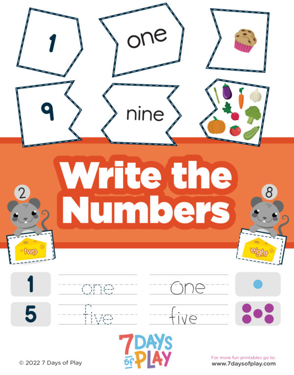 Recognizing Number Words Kid Activity free printable