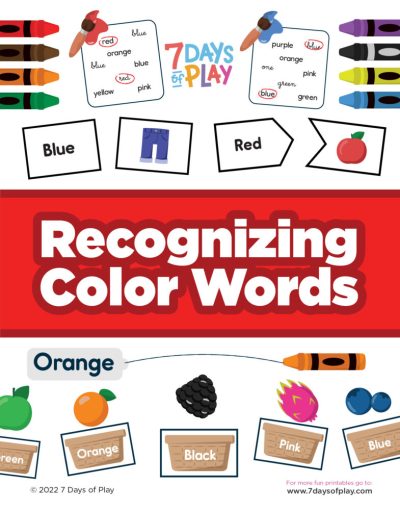 Recognizing Color Words Printable