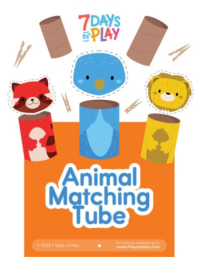 Animal Matching Tube - Printable for Kids